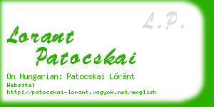 lorant patocskai business card